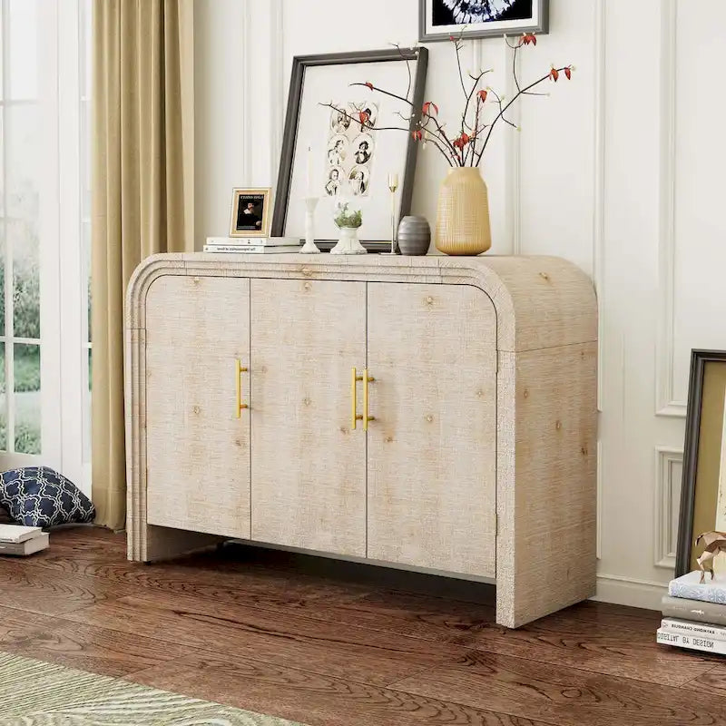 Retro Minimalist Curved Sideboard with Adjustable Dividers
