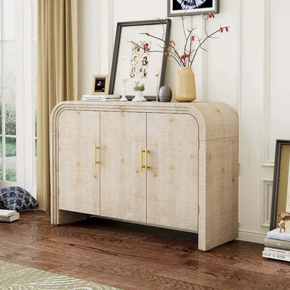Retro Minimalist Curved Sideboard with Adjustable Dividers