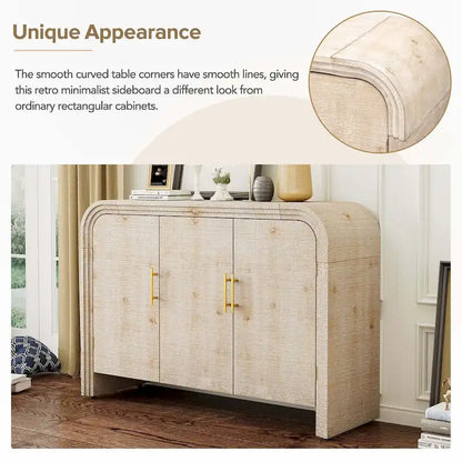 Retro Minimalist Curved Sideboard with Adjustable Dividers