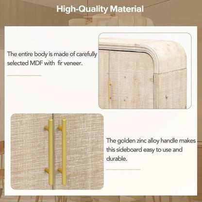 Retro Minimalist Curved Sideboard with Adjustable Dividers