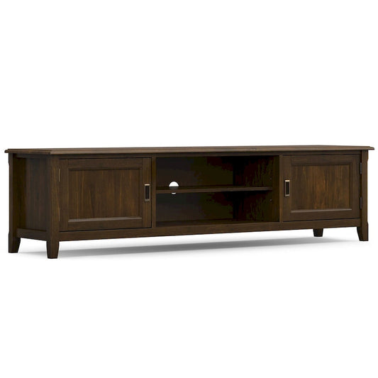 WYNDENHALL Portland SOLID WOOD 72 Wide Transitional TV Media Stand in Mahogany Brown For TVs up to 80 - 17 D x 72 W x 20 H