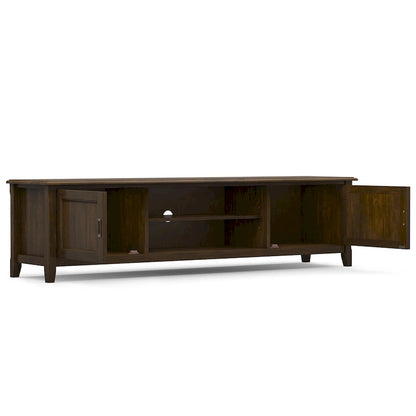 WYNDENHALL Portland SOLID WOOD 72 Wide Transitional TV Media Stand in Mahogany Brown For TVs up to 80 - 17 D x 72 W x 20 H