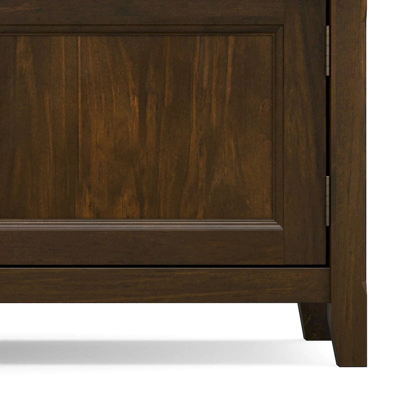 WYNDENHALL Portland SOLID WOOD 72 Wide Transitional TV Media Stand in Mahogany Brown For TVs up to 80 - 17 D x 72 W x 20 H