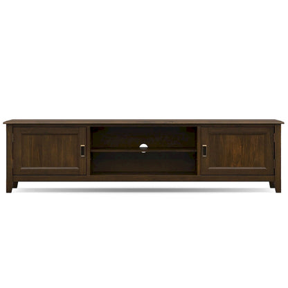 WYNDENHALL Portland SOLID WOOD 72 Wide Transitional TV Media Stand in Mahogany Brown For TVs up to 80 - 17 D x 72 W x 20 H