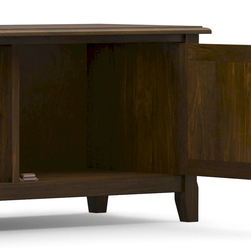 WYNDENHALL Portland SOLID WOOD 72 Wide Transitional TV Media Stand in Mahogany Brown For TVs up to 80 - 17 D x 72 W x 20 H