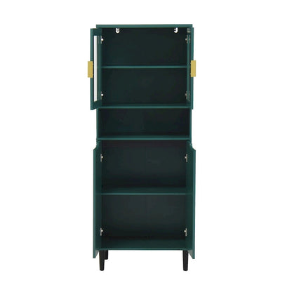 Tall Storage Show Cabinet with 2 Glass Display Door & 2 Doors