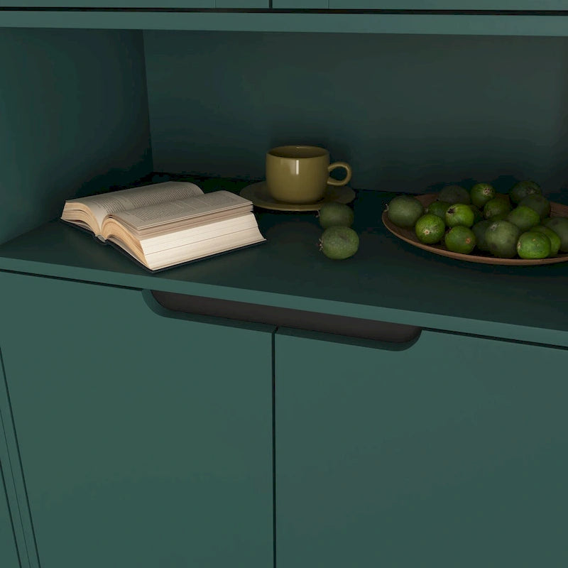 Tall Storage Show Cabinet with 2 Glass Display Door & 2 Doors