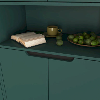 Tall Storage Show Cabinet with 2 Glass Display Door & 2 Doors