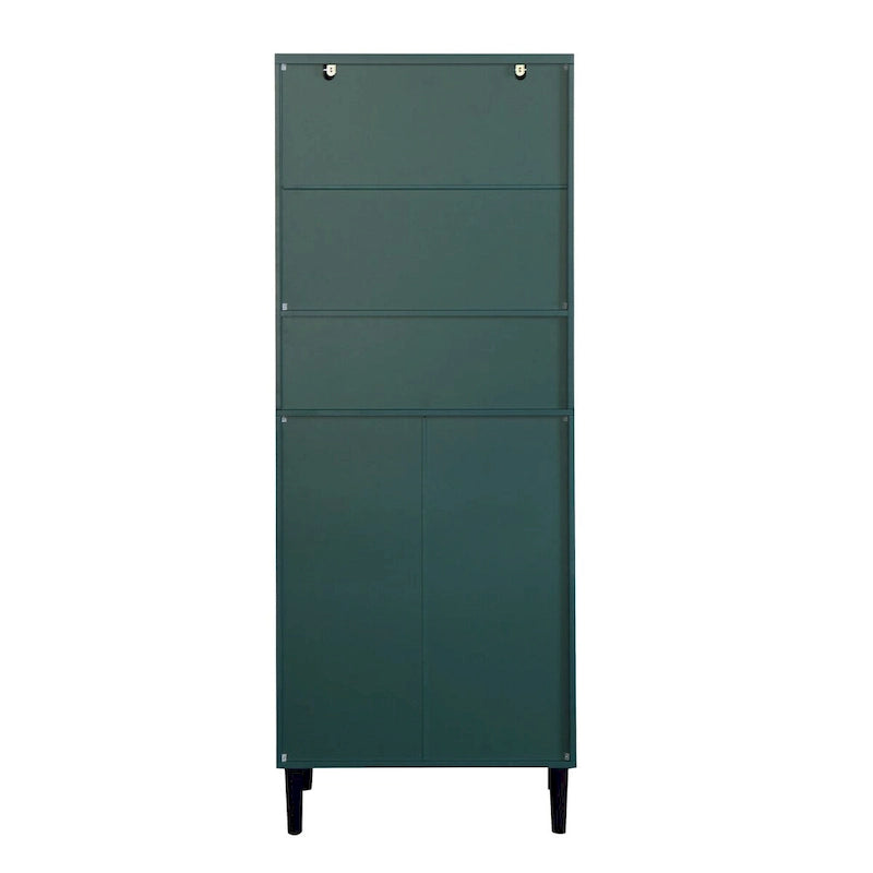 Tall Storage Show Cabinet with 2 Glass Display Door & 2 Doors