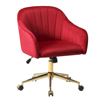 Farrah Velvet Tufted Adjustable Height Swivel Office Vanity Chair with Gold Base