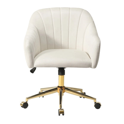Farrah Velvet Tufted Adjustable Height Swivel Office Vanity Chair with Gold Base