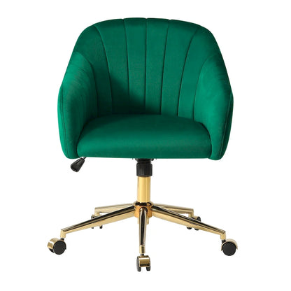 Farrah Velvet Tufted Adjustable Height Swivel Office Vanity Chair with Gold Base