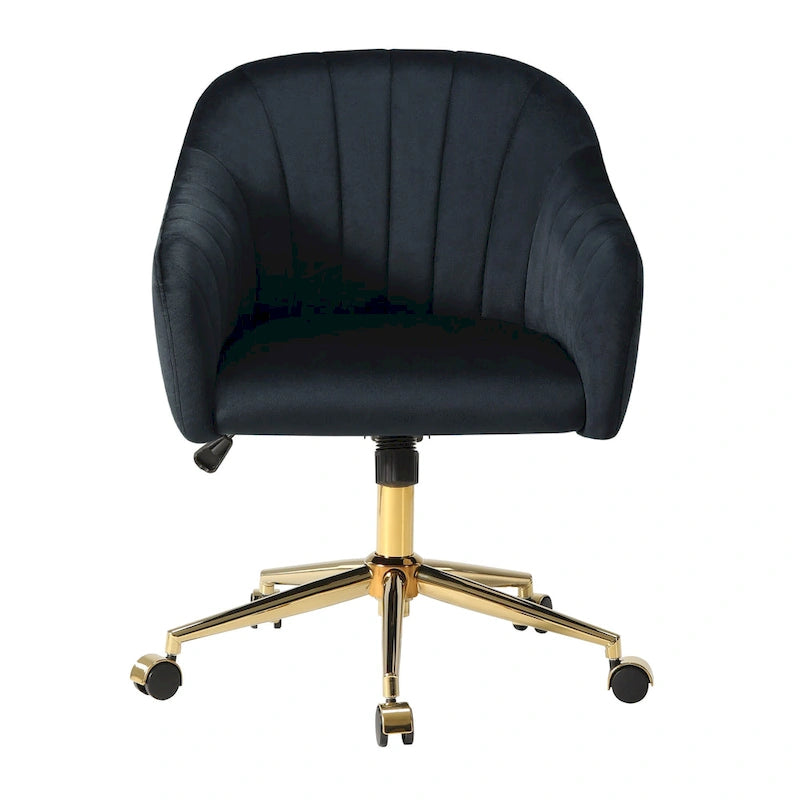 Farrah Velvet Tufted Adjustable Height Swivel Office Vanity Chair with Gold Base
