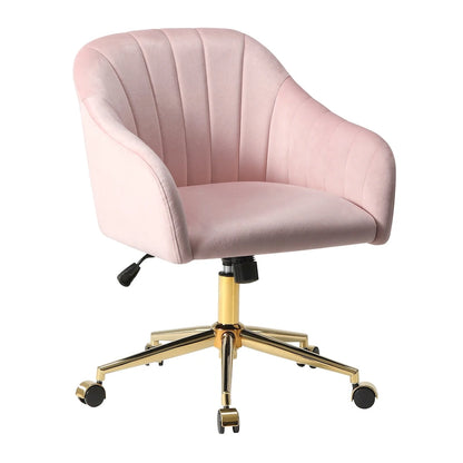 Farrah Velvet Tufted Adjustable Height Swivel Office Vanity Chair with Gold Base
