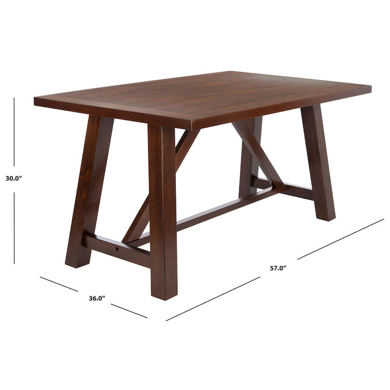 SAFAVIEH Laverna Brown Rectangle Dining Table - 57 W x 36 L x 30 H - 57Wx36Dx30H
