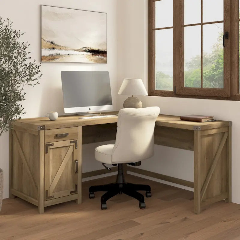 Knoxville 60W L Shaped Desk with Storage Cabinet by Bush Furniture