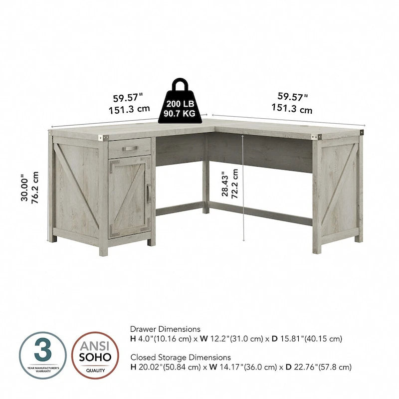Knoxville 60W L Shaped Desk with Storage Cabinet by Bush Furniture