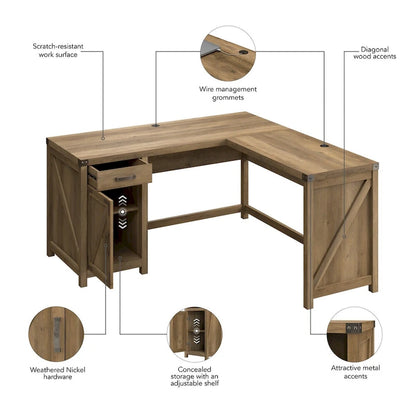 Knoxville 60W L Shaped Desk with Storage Cabinet by Bush Furniture