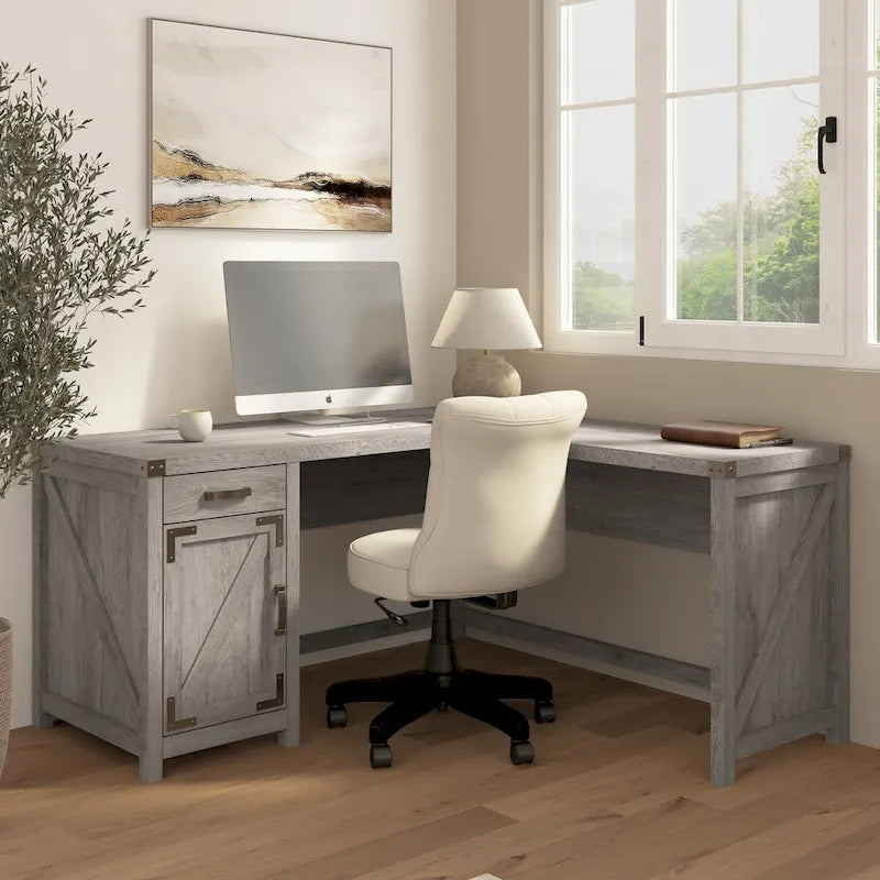Knoxville 60W L Shaped Desk with Storage Cabinet by Bush Furniture