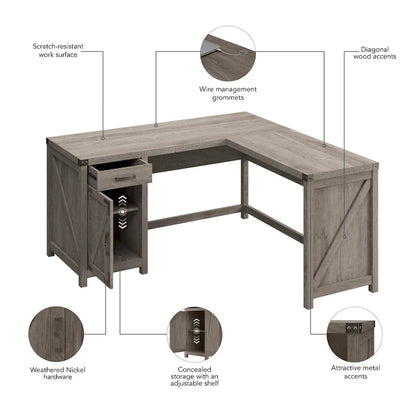 Knoxville 60W L Shaped Desk with Storage Cabinet by Bush Furniture